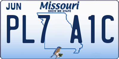 MO license plate PL7A1C
