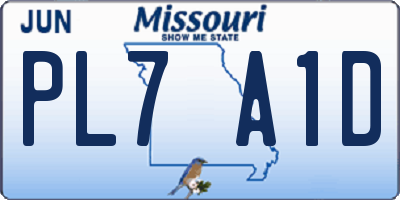 MO license plate PL7A1D
