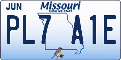 MO license plate PL7A1E