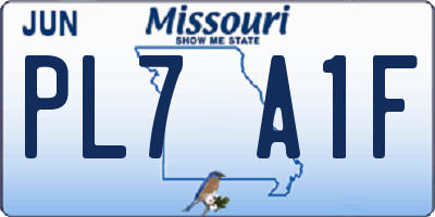 MO license plate PL7A1F