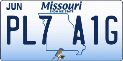 MO license plate PL7A1G