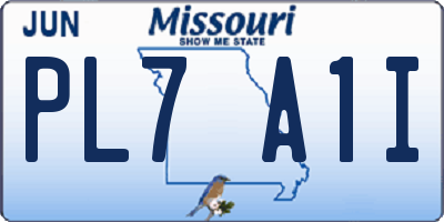 MO license plate PL7A1I