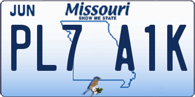 MO license plate PL7A1K