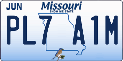 MO license plate PL7A1M