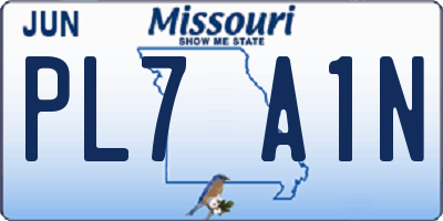 MO license plate PL7A1N