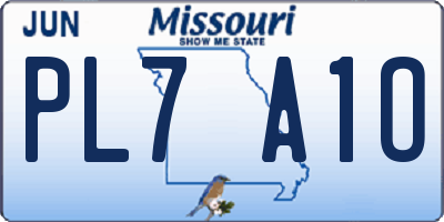 MO license plate PL7A1O