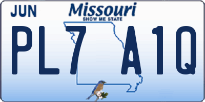MO license plate PL7A1Q