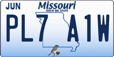 MO license plate PL7A1W