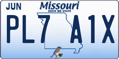MO license plate PL7A1X