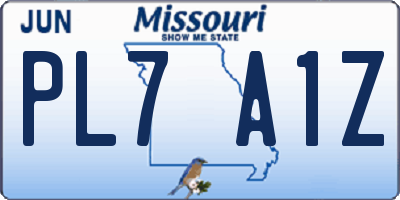 MO license plate PL7A1Z