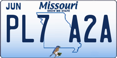 MO license plate PL7A2A