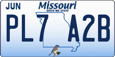 MO license plate PL7A2B