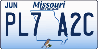 MO license plate PL7A2C