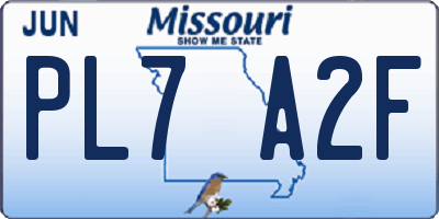 MO license plate PL7A2F