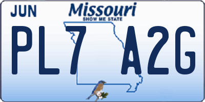 MO license plate PL7A2G