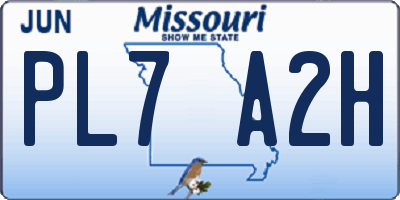 MO license plate PL7A2H