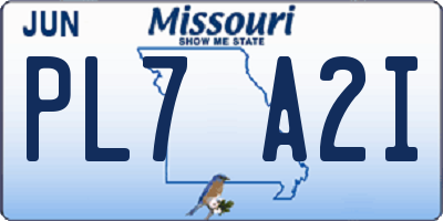 MO license plate PL7A2I