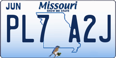 MO license plate PL7A2J