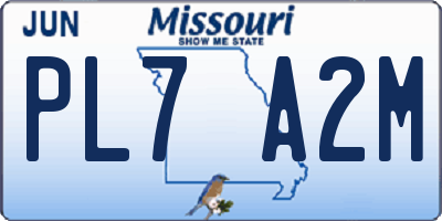 MO license plate PL7A2M