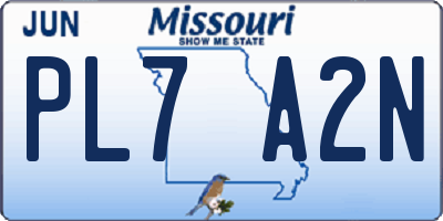 MO license plate PL7A2N