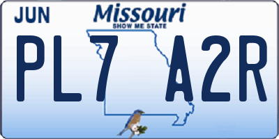 MO license plate PL7A2R