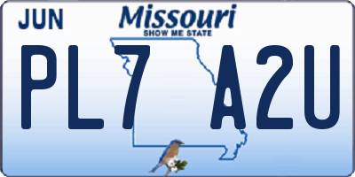 MO license plate PL7A2U