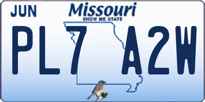 MO license plate PL7A2W