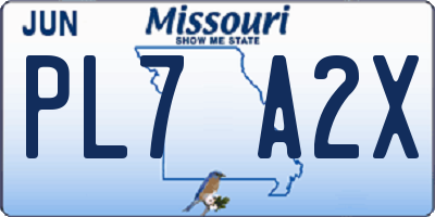 MO license plate PL7A2X