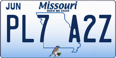 MO license plate PL7A2Z