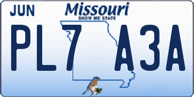MO license plate PL7A3A