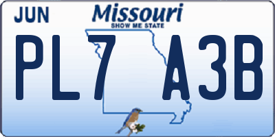 MO license plate PL7A3B