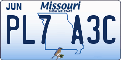 MO license plate PL7A3C