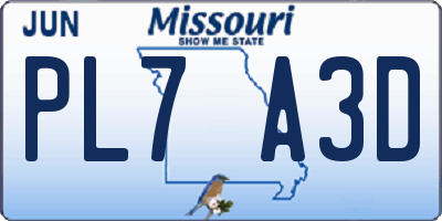 MO license plate PL7A3D