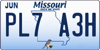 MO license plate PL7A3H