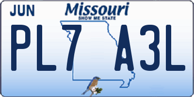 MO license plate PL7A3L