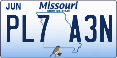 MO license plate PL7A3N