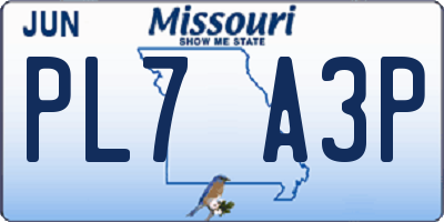 MO license plate PL7A3P
