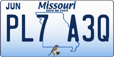 MO license plate PL7A3Q
