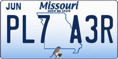 MO license plate PL7A3R