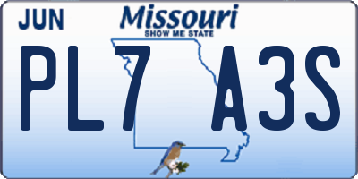 MO license plate PL7A3S