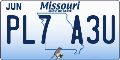 MO license plate PL7A3U