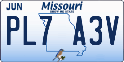 MO license plate PL7A3V