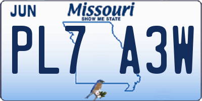 MO license plate PL7A3W