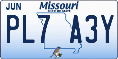 MO license plate PL7A3Y