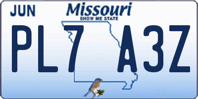 MO license plate PL7A3Z