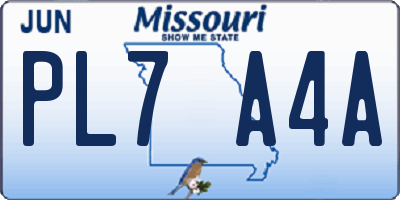 MO license plate PL7A4A