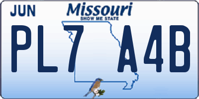 MO license plate PL7A4B
