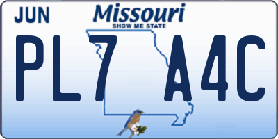 MO license plate PL7A4C