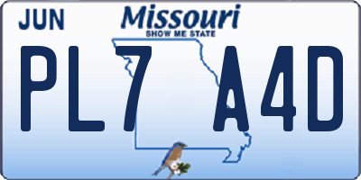 MO license plate PL7A4D