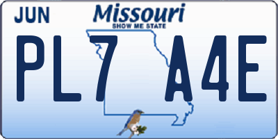 MO license plate PL7A4E